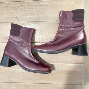 Theresia M. Leather Burgundy Booties l Women’s Leather Ankle Boots Size 5.5